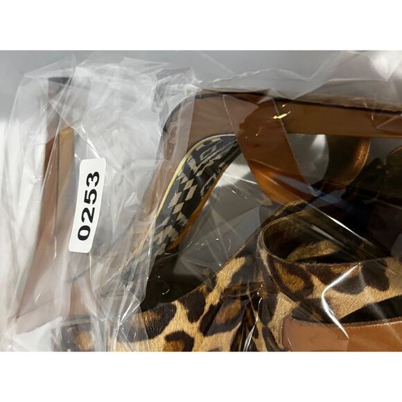 Womens Leopard print straps Buckles Sam Edelman stiletto sz 8 heels statement - Picture 11 of 11